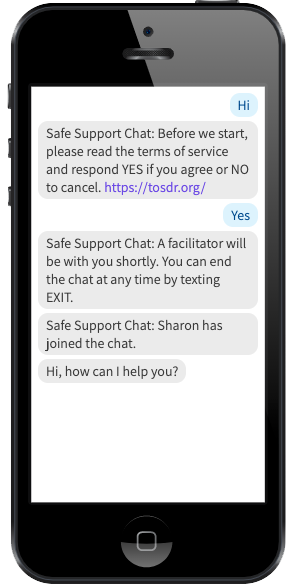 Mockup of an SMS chat conversation